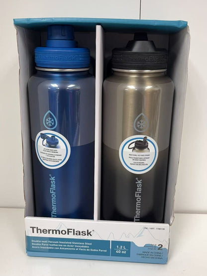 ThermoFlask Double-wall Vacuum Insulated Stainless Steel Bottle-2PK (1.2L/40oz)