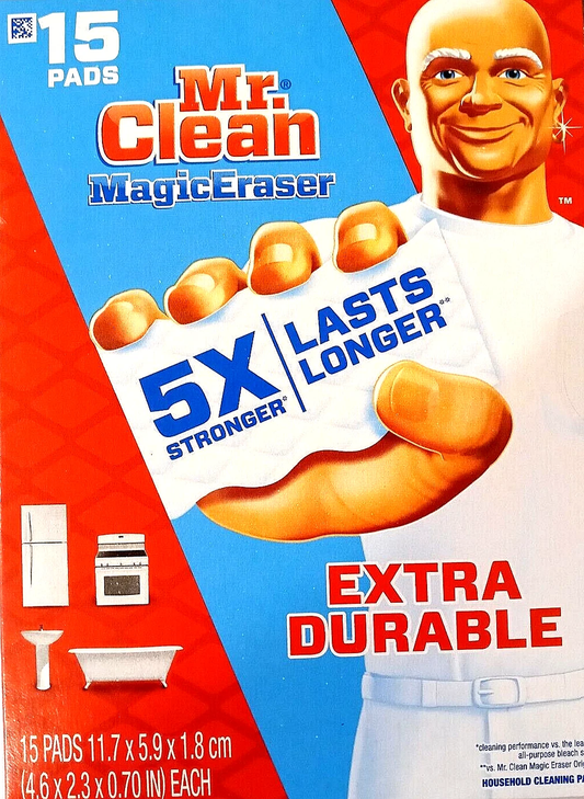 Mr. Clean Magic Eraser Extra Durable 5X Stronger Household Cleaning Pads 15 Ct