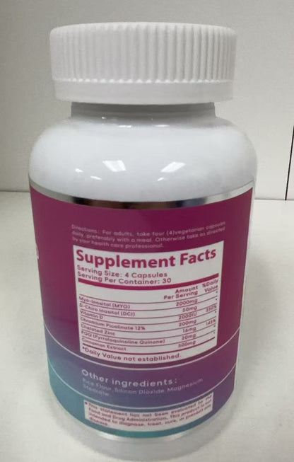 Anoking MYO & D-CHIRO INOSITOL 40:1 Ratio Dietary Supplement 120 Capsules