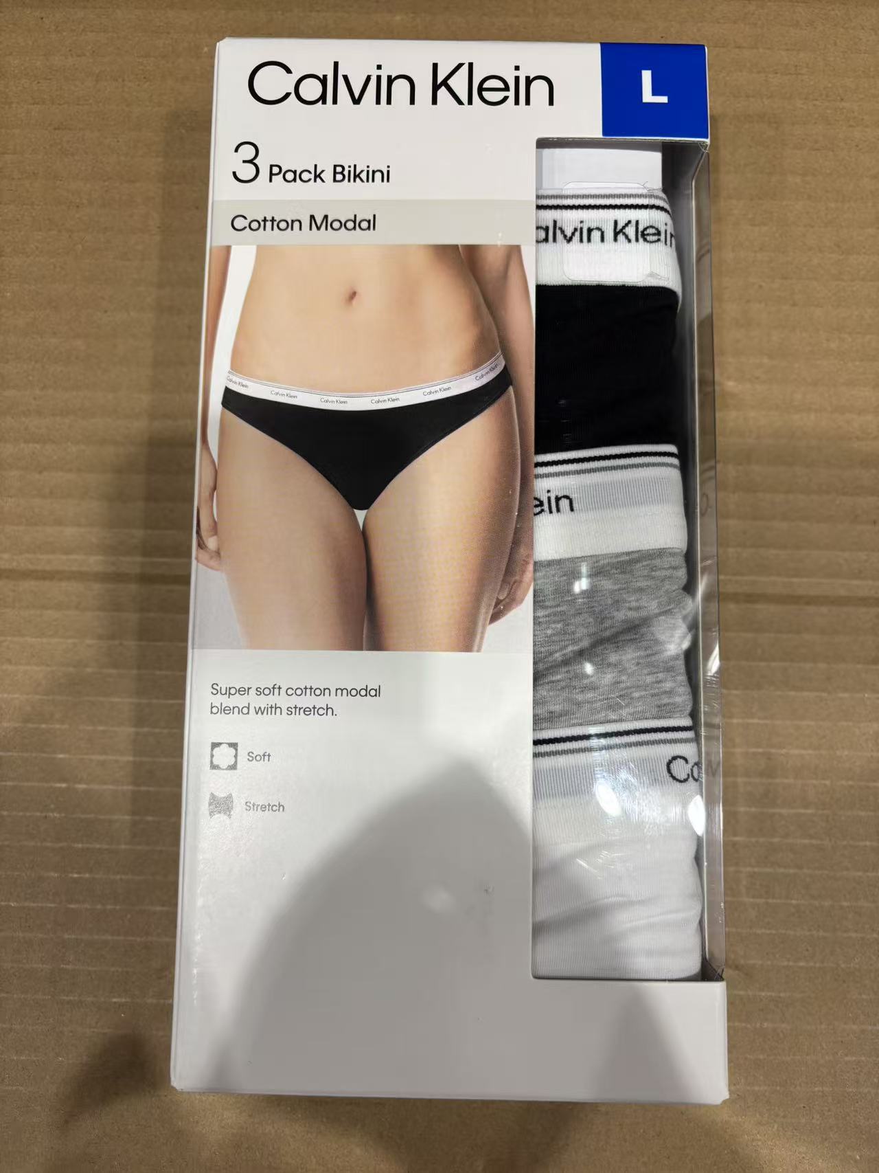 Calvin Klein 3 Pack Cotton Modal Bikini Panties Size L
