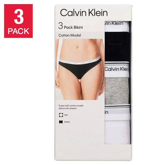 Calvin Klein 3 Pack Cotton Modal Bikini Panties Size L