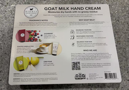 Dionis Goat Milk Skincare Assorted Scented Hand Cream 3 Pack, 2.5oz Travel Size