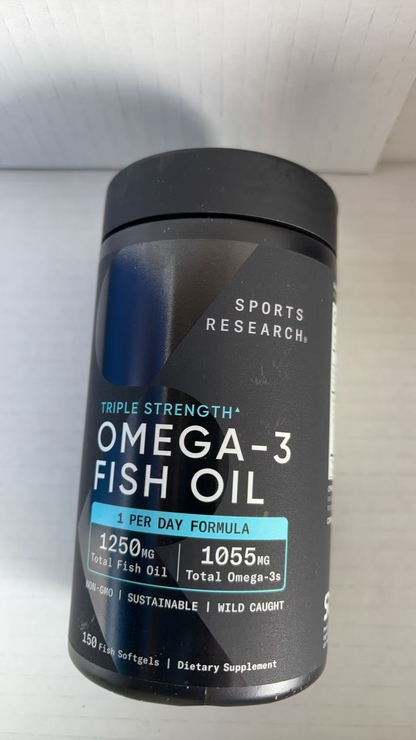 Sports Research Triple Strength Omega-3 Fish Oil, 150 Fish Softgels