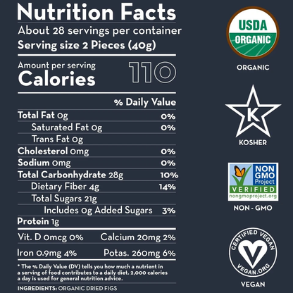 Sunny Fruit Organic Sun-Dried Smyrna Figs Dried Fruit Unsulfured - 40oz / 1.13kg