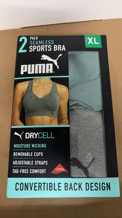 Puma 2 Pack Ladies' Seamless Sports Bra , Convertible Back Design