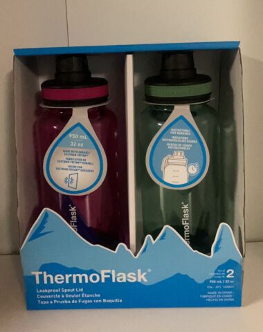ThermoFlask Leakproof Spout Lid Tritan Bottle-32 OZ*2 Pack