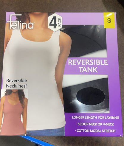 Felina Ladies’s Reversable Tank, 4-pack -Reversible Necklines