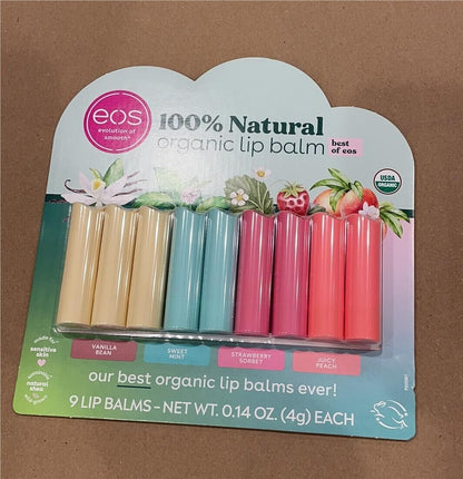 EOS 100% Natural Organic Lip Balm-9 Pack (0.14 Oz Each) 2 Versions