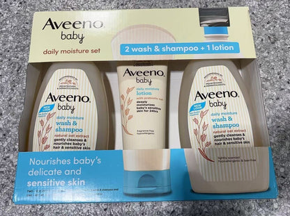 Aveeno Baby Daily Moisture Set, 2 Wash & Shampoo + 1 Lotion