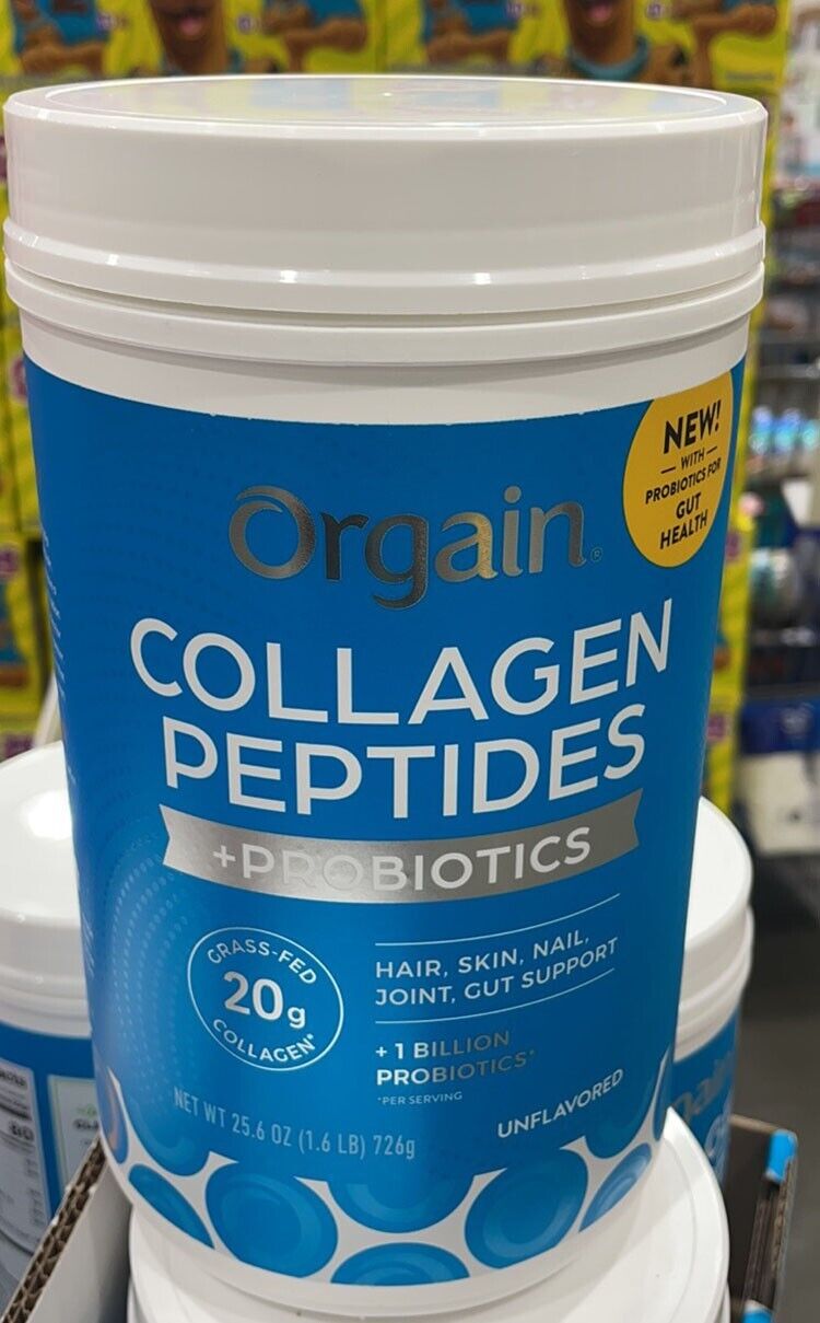 Orgain Collagen Peptides Powder+1 Billion Probiotics, Hair, Skin, Nail, 1.6lb