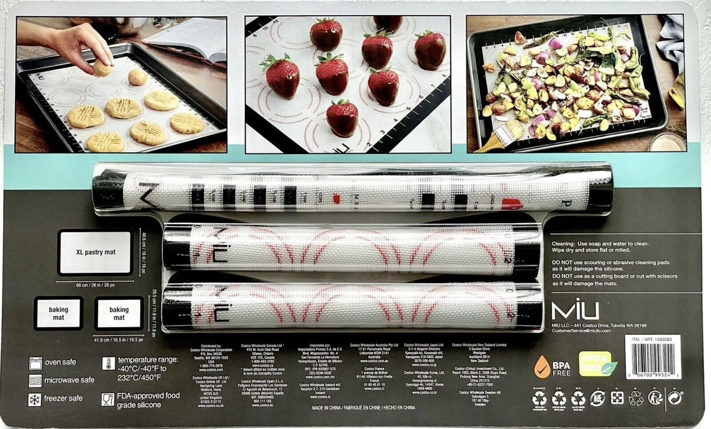 Miu Silicone Non-Stick Pastry & Baking Mats 3-Piece Set