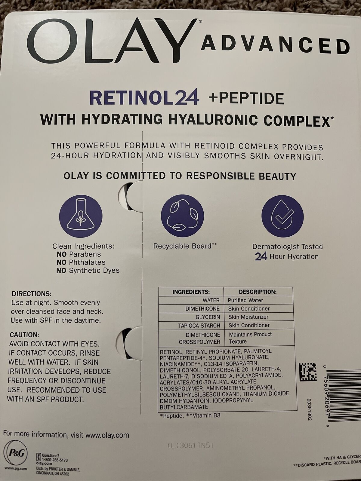 OLAY Advanced Retinol24 + Peptide Night Moisturizer 1.7 fl oz Each -2 Pack