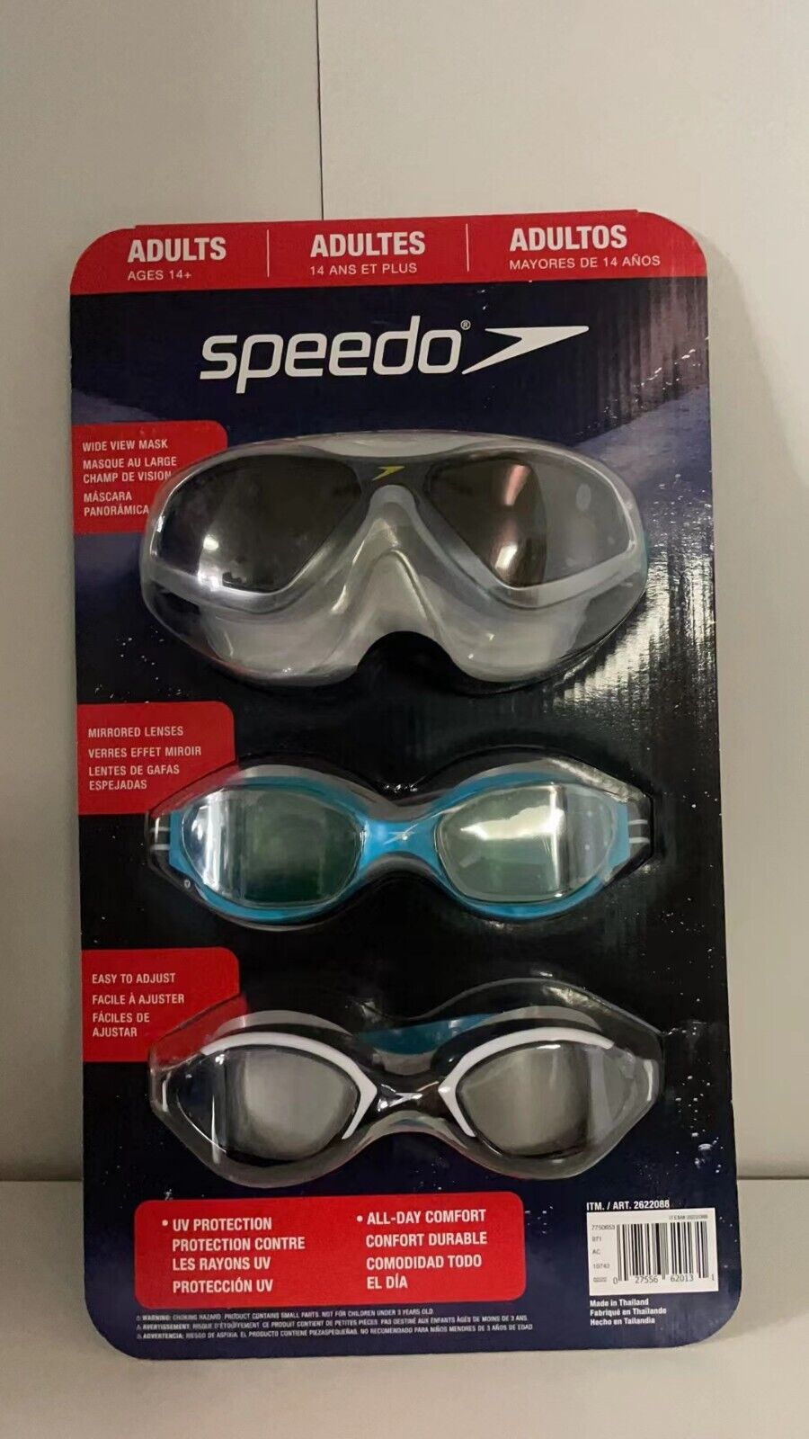 Speedo Professional Adult 14+ Swimming Goggles -3 Pack, Anti-Fog/UV Protection