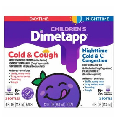 Dimetapp Children's Cold&Cough&Congestion Syrup 4oz Each(Daytime*2,Nighttime*1)