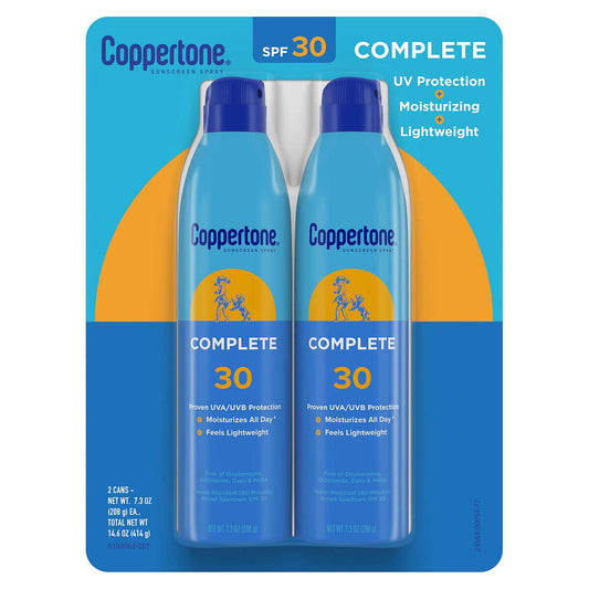 Coppertone Complete Sunscreen Spray SPF 30, 2-pack (7.3 oz each)