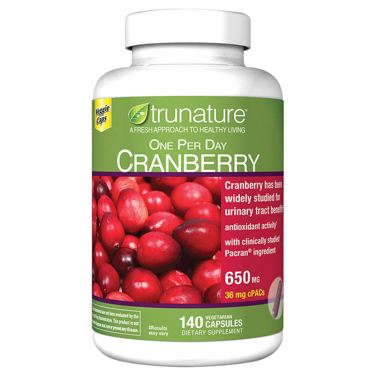 Trunature Pacran Cranberry 650 mg., 140 Vegetarian Capsules