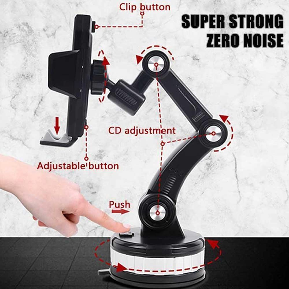 One Button Pop-up Suction Cup Phone Holder 360° Rotation Universal 60-105mm Clip