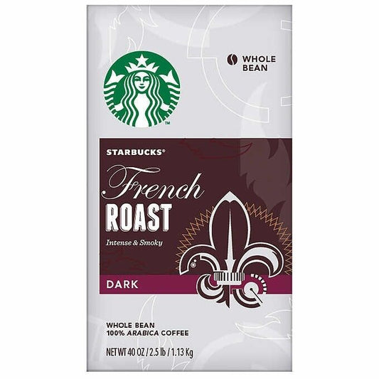 STARBUCKS French Roast DARK Whole Bean 100% Arabica Coffee 40 oz / 2.5 lb