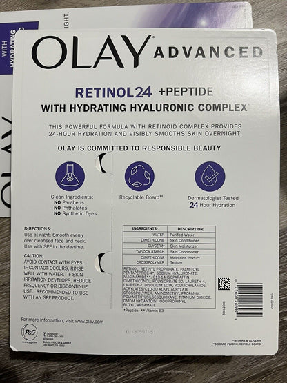 OLAY Advanced Retinol24 + Peptide Night Moisturizer 1.7 fl oz Each -2 Pack