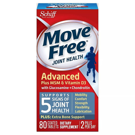 Schiff Move Free Advanced Plus MSM & Vitamin D3 Glucosamine, 80 Tablets