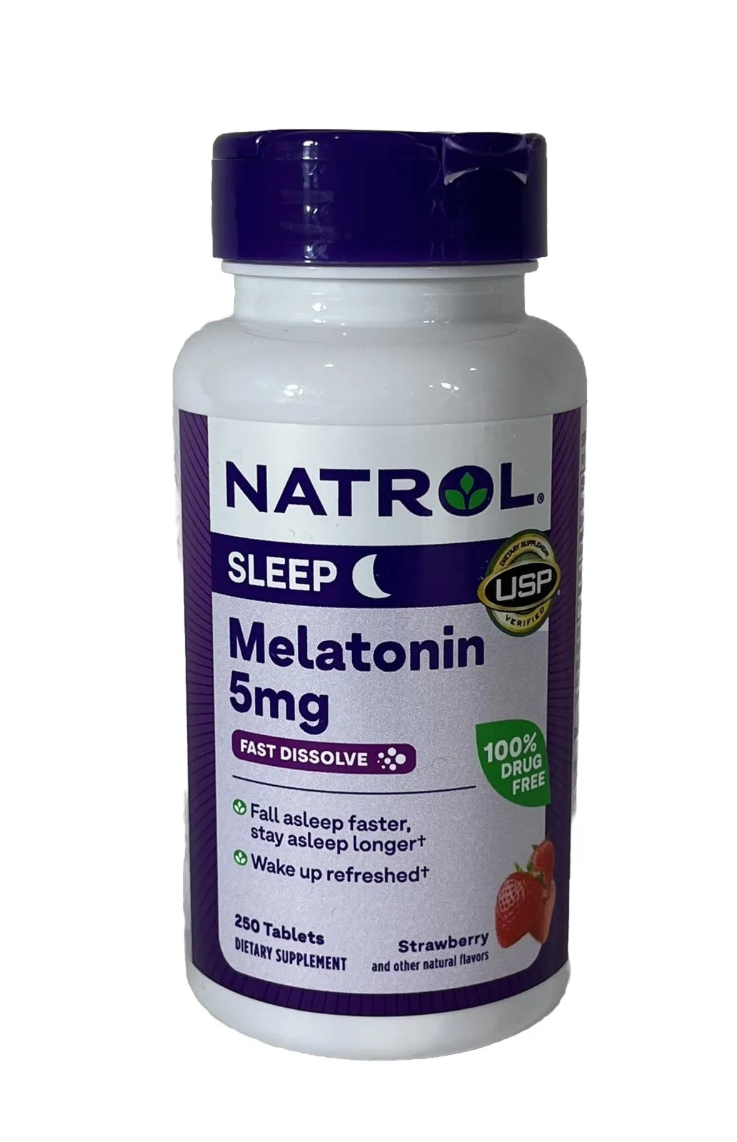 Natrol Melatonin 5 mg Sleep Aid 250 Fast Dissolve Tablets (Strawberry Flavor) EXP 01/2026