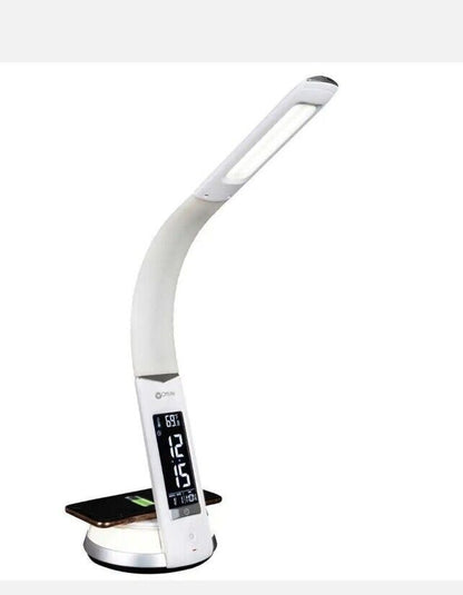 Ottlite Thrive LED Desk Lamp with Clock and Sanitizing, Power Source， White