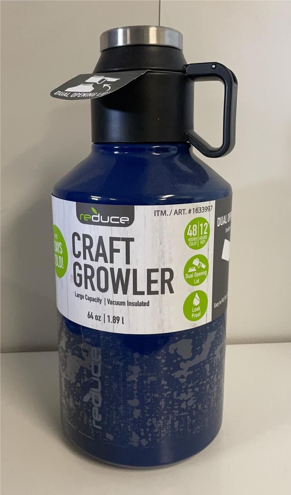 Reduce Craft Growler Vacuum Insulated Bottle 64oz Dual opening Lid