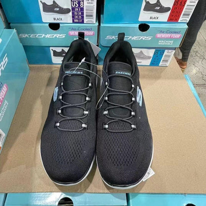 SKECHERS Women's Air-Cooled Memory Foam Washable Slip-on Sneakers Black/Grey