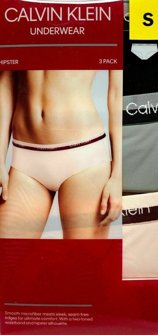 Calvin Klein Women's Seam-free Edges Underwear 3 Pack Hipster Panties