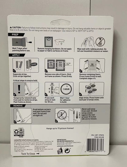 3M Command Damage-Free Indoor Picture Hanging Strips 16lb*34 Large Pairs