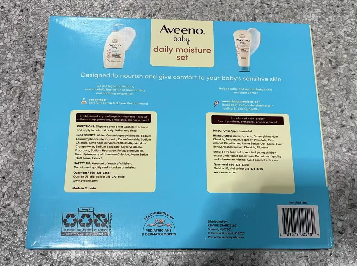 Aveeno Baby Daily Moisture Set, 2 Wash & Shampoo + 1 Lotion