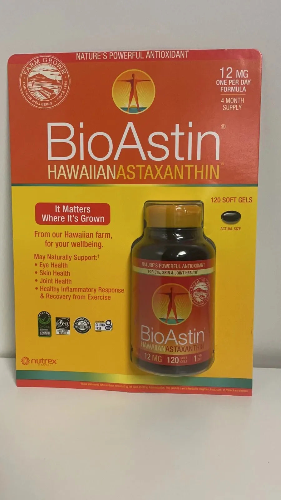 Nutrex BioAstin Hawaiian Astaxanthin 12 mg 120 Soft Gels （Exp. 03/2025）