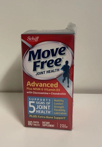 Schiff Move Free Advanced Plus MSM & Vitamin D3 Glucosamine, 80 Tablets