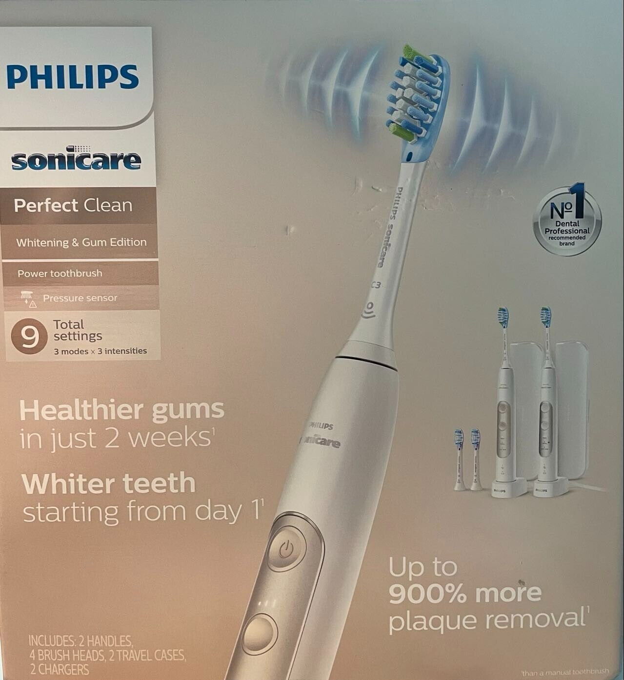 Philips Sonicare PerfectClean Rechargeable Toothbrush, White 2-pack HX7514/01