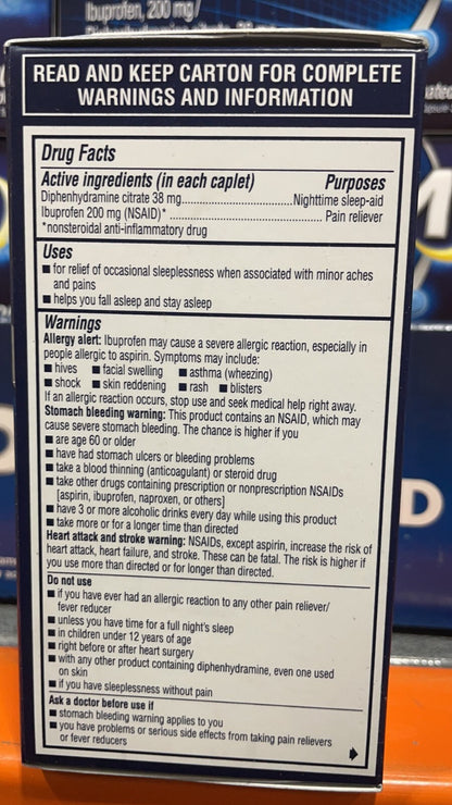 Advil PM Ibuprofen 200mg Pain Reliever Nighttime Sleep-Aid 200 Caplets 01/2027
