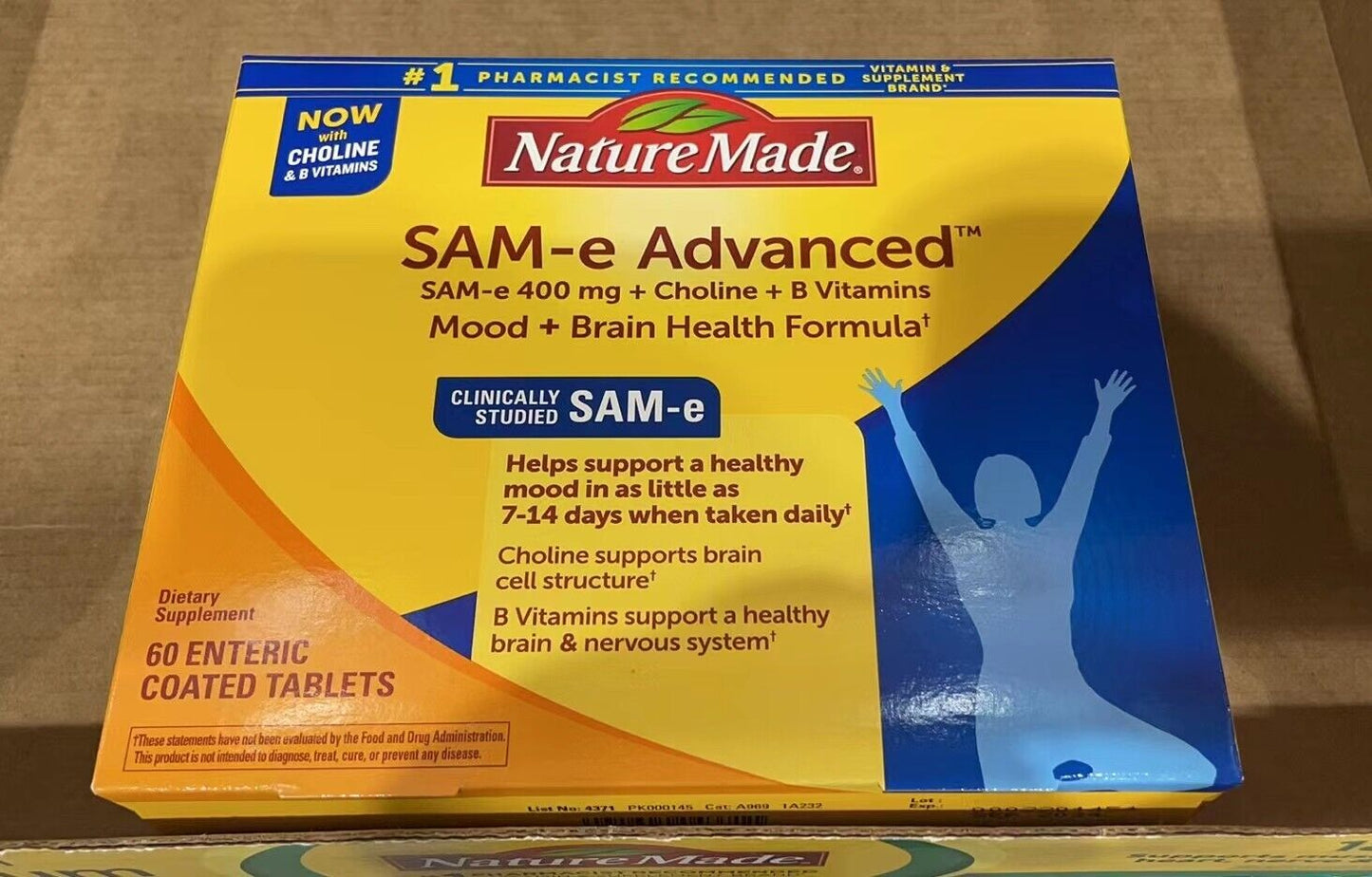 Nature Made SAM-e Advanced 400mg 60 Tablets / Mood+Brain Health Formula