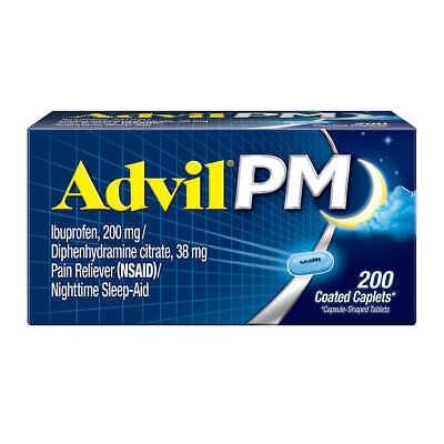 Advil PM Ibuprofen 200mg Pain Reliever Nighttime Sleep-Aid 200 Coated Caplets