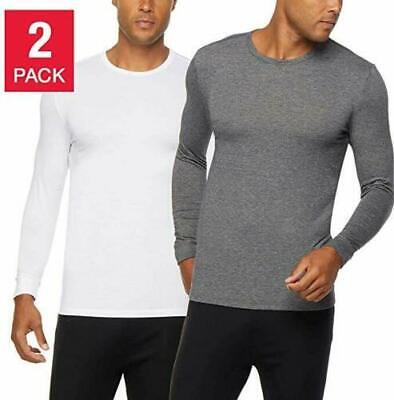 32 Degrees Heat Men's 2 Pack Long Sleeve Crew Neck T-shirt Black/White&Grey