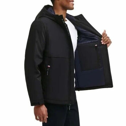 Tommy Hilfiger Men's Performance Hooded Jacket Black/Blue/Green