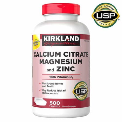Kirkland Signature Calcium Citrate Magnesium & Zinc, 500 Tablets