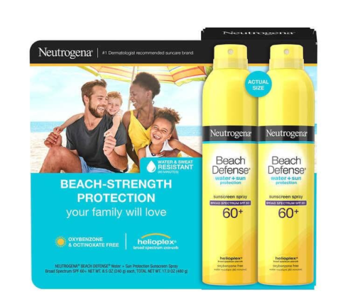 Neutrogena Beach Defense Body Sunscreen Spray Lotion SPF 60-2 Pack 8.5 OZ Each