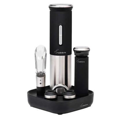 NEW Rabbit electric corkscrew 8-piece wine opener set with rechargeable base