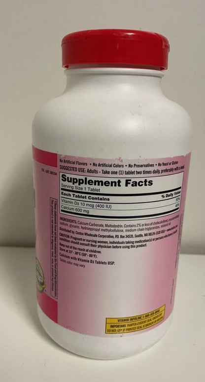 Kirkland Signature Calcium 600 mg. with Vitamin D3, 500 Tablets
