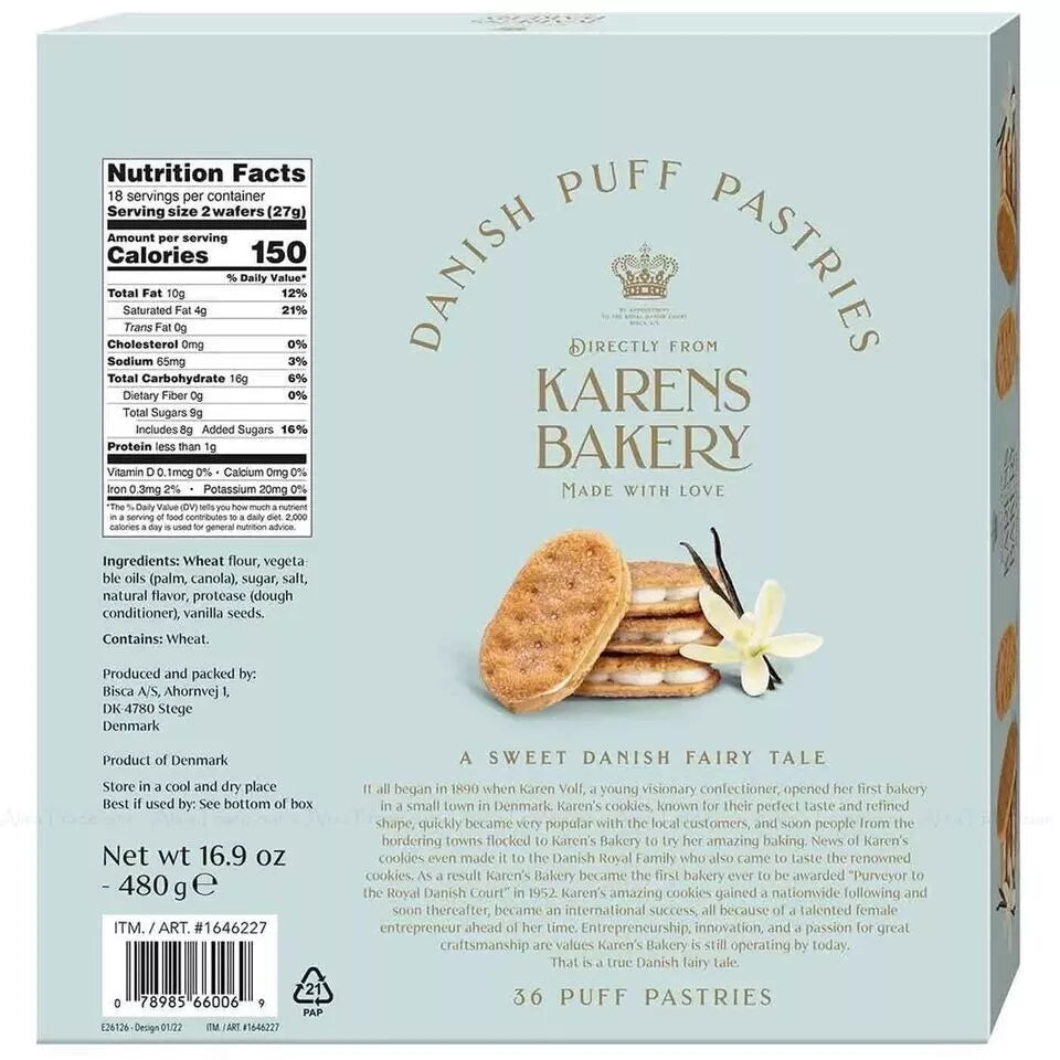 Karens Bakery Danish Puff Pastries,layers of With Vanilla crème filling | 16.9oz